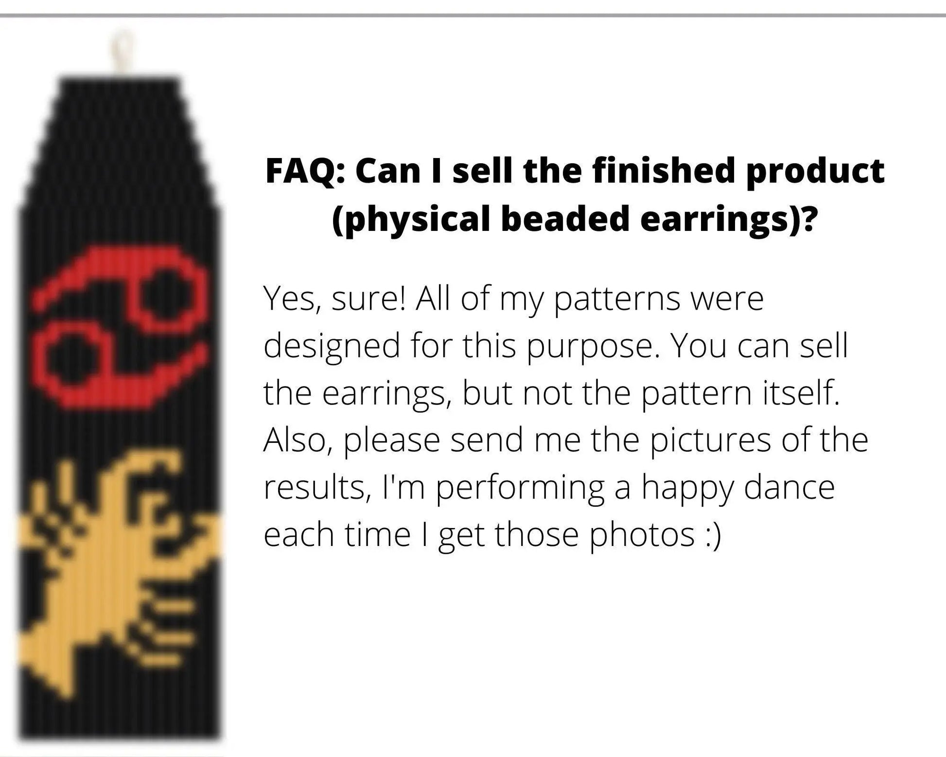 Cancer Brick Stitch pattern for fringe beaded earrings - NikoBeadsUA