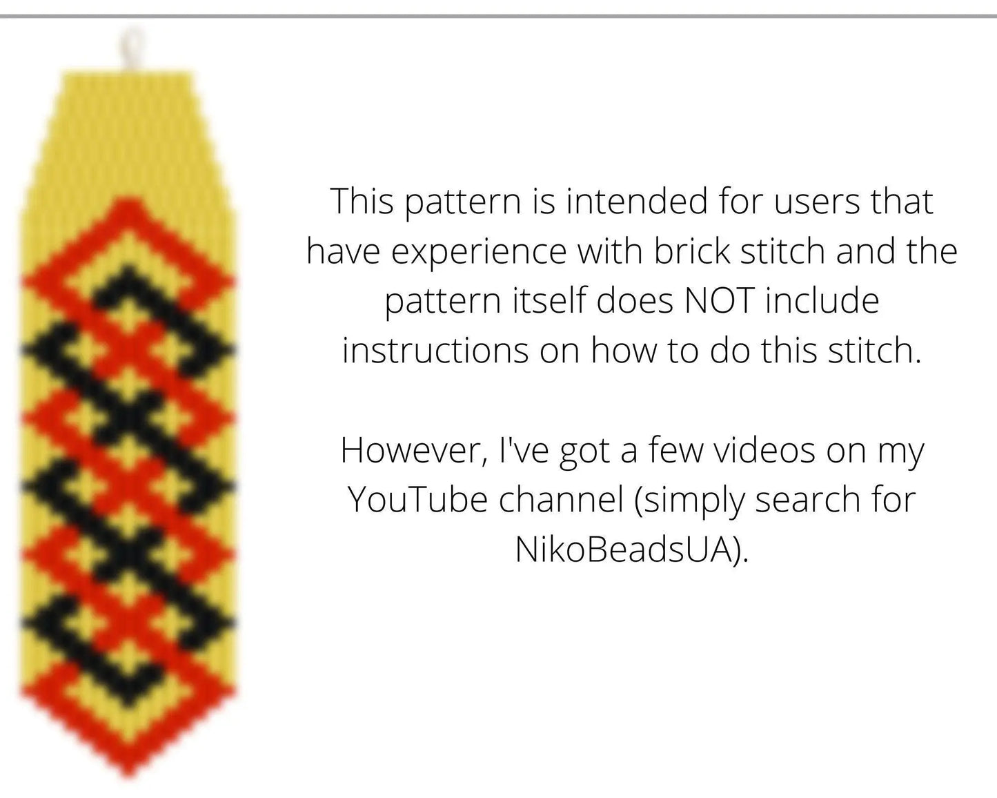 Crossed Diamonds Brick Stitch pattern for fringe beaded earrings - NikoBeadsUA
