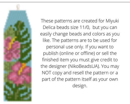 Set of 10 Earrings Brick Stitch patterns for fringe beaded earrings, flowers and butterflies pack for Miyuki Delica - NikoBeadsUA