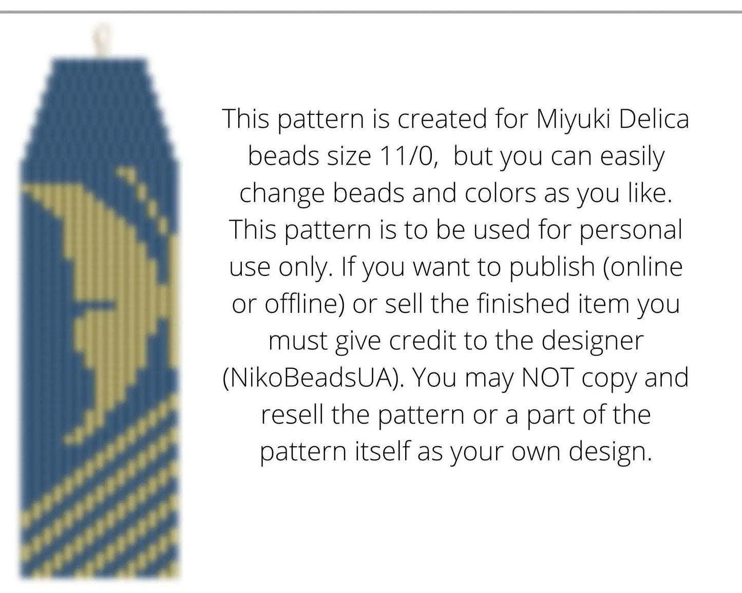 Golden Butterfly Brick Stitch pattern for fringe beaded earrings - NikoBeadsUA