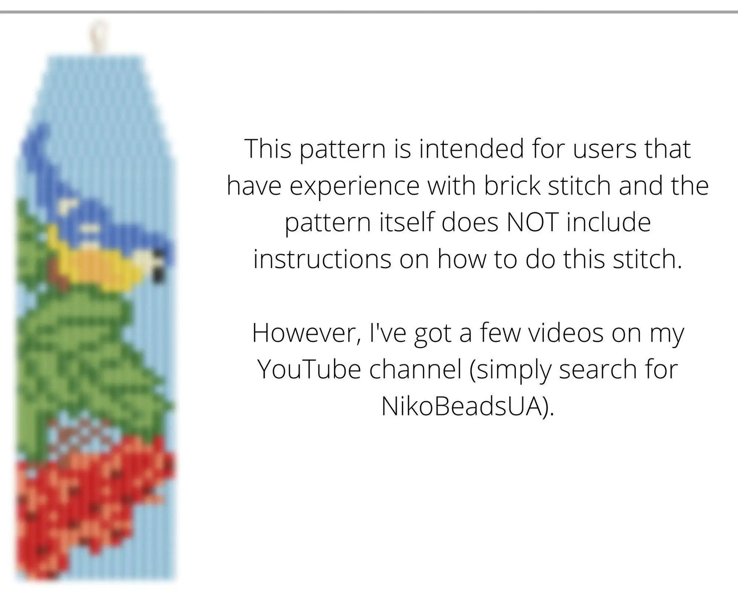 Titmouse & Viburnum Brick Stitch pattern for fringe beaded earrings - NikoBeadsUA