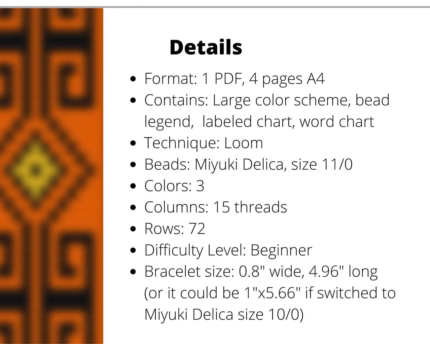 Greek Loom pattern for beaded bracelet, geometry pattern, DIY beaded bracelet pattern for Miyuki Delica - NikoBeadsUA