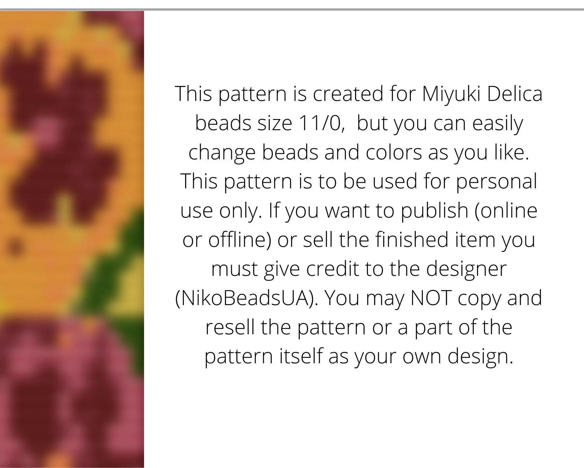 Pansy Loom pattern for narrow beaded bracelet - NikoBeadsUA