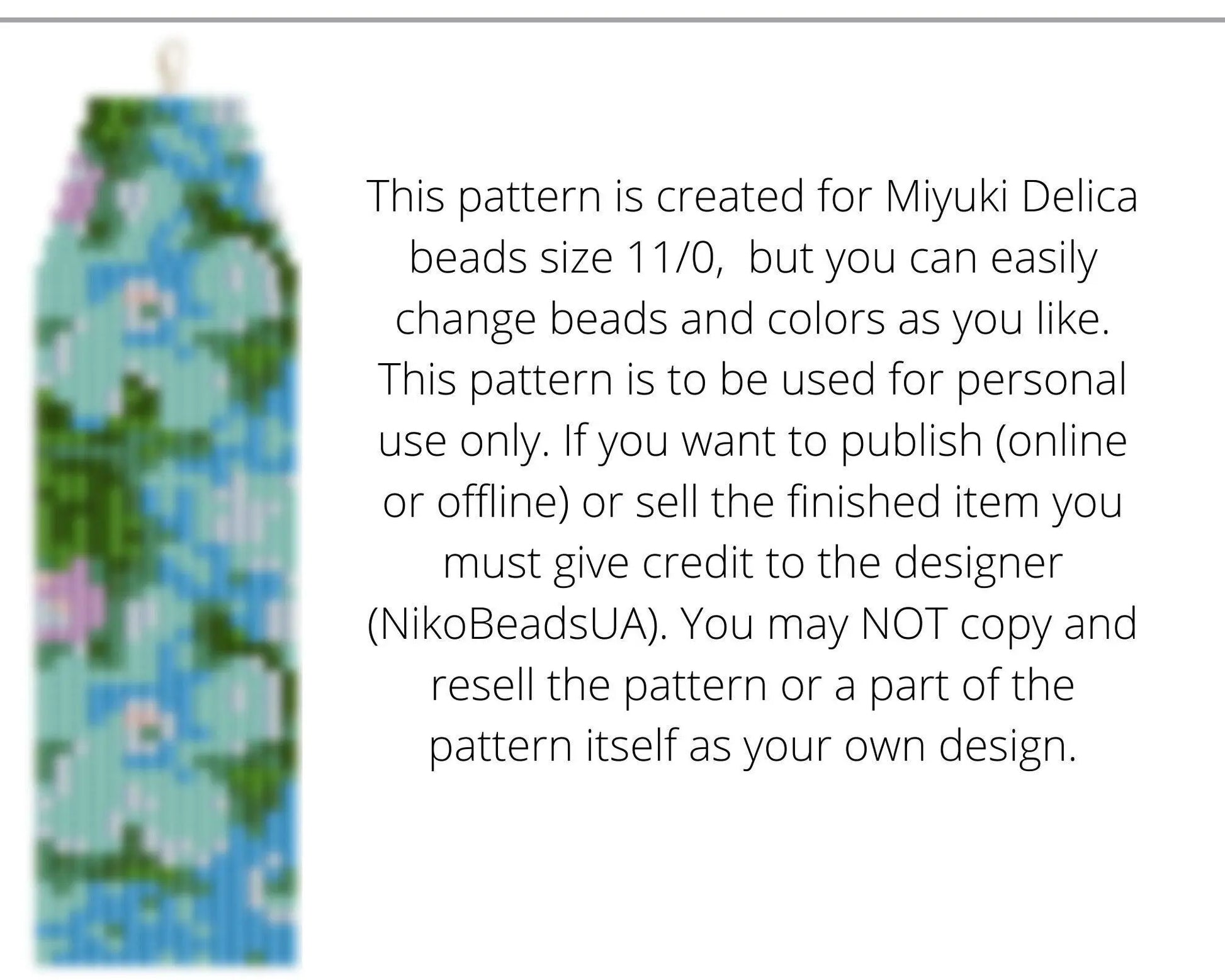 Forget Me Not Brick Stitch pattern for fringe beaded earrings - NikoBeadsUA