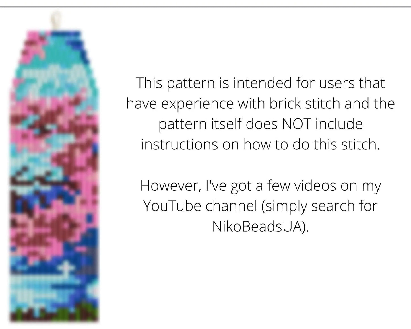 Sakura Brick Stitch beaded fringe earrings pattern - NikoBeadsUA