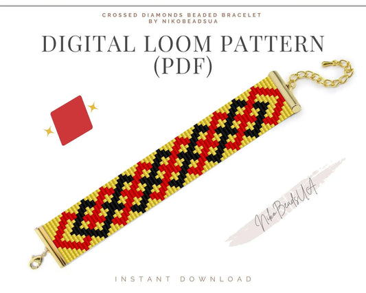 Crossed Diamonds Loom pattern for beaded bracelet - NikoBeadsUA