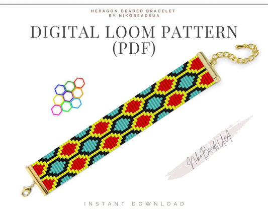 Hexagon Loom pattern for beaded bracelet - NikoBeadsUA