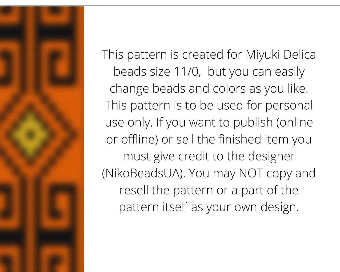 Greek Loom pattern for beaded bracelet, geometry pattern, DIY beaded bracelet pattern for Miyuki Delica - NikoBeadsUA