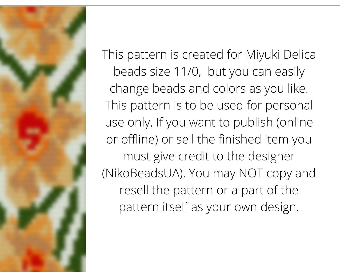 Narcissus Loom pattern for beaded bracelet - NikoBeadsUA