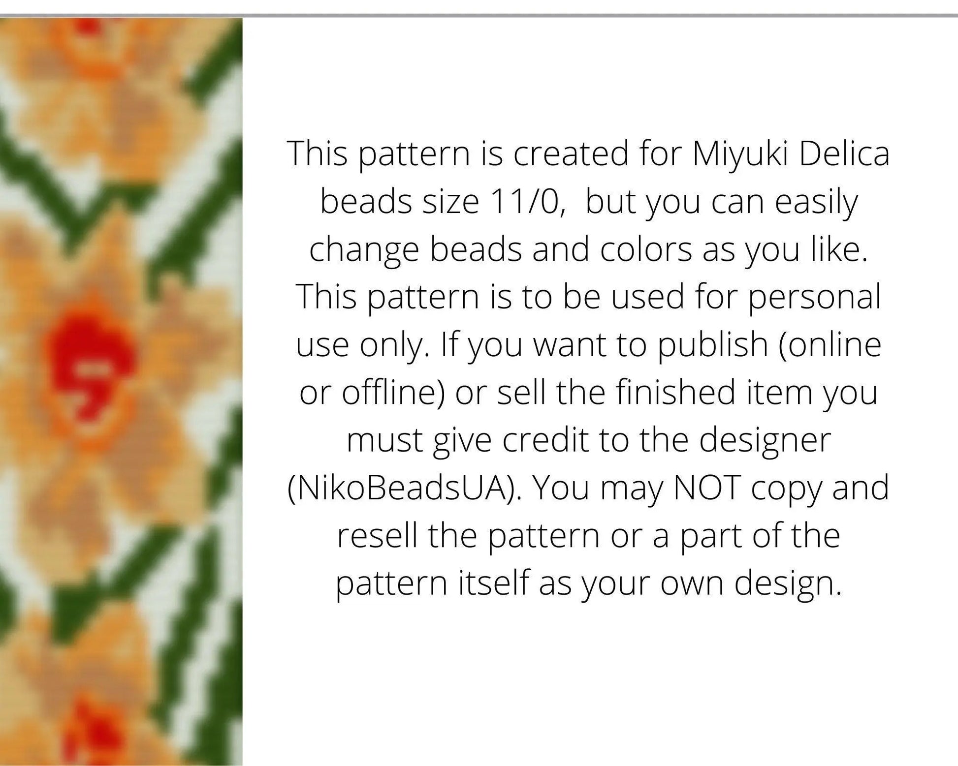 Narcissus Loom pattern for beaded bracelet - NikoBeadsUA