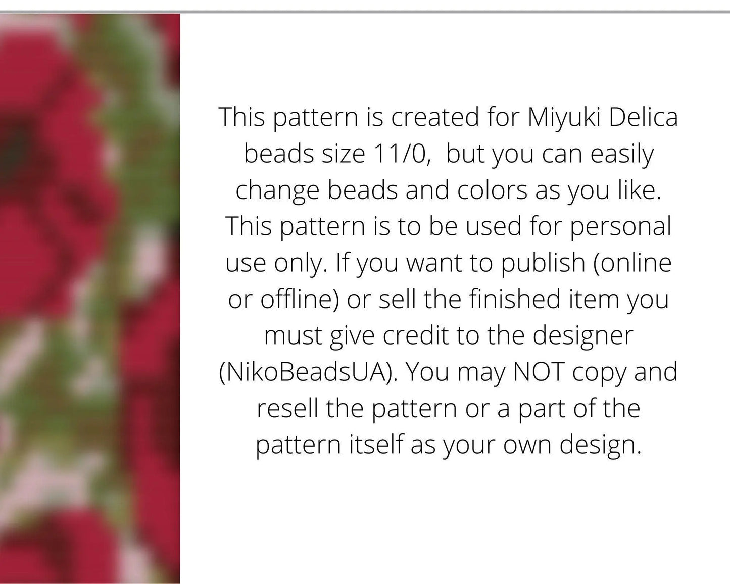 Poppy Loom pattern for beaded bracelet - NikoBeadsUA