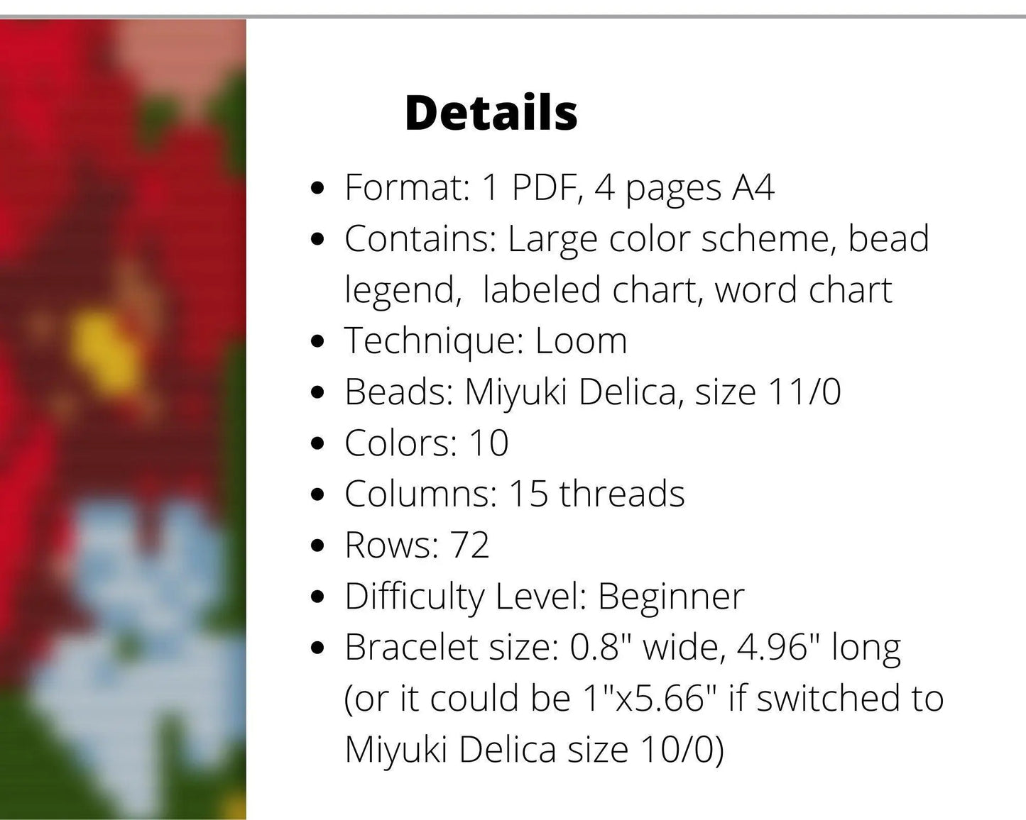 Summer Flowers Loom pattern for beaded bracelet - NikoBeadsUA