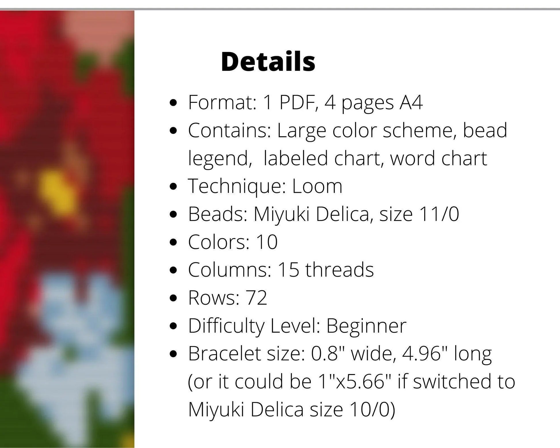 Summer Flowers Loom pattern for beaded bracelet - NikoBeadsUA