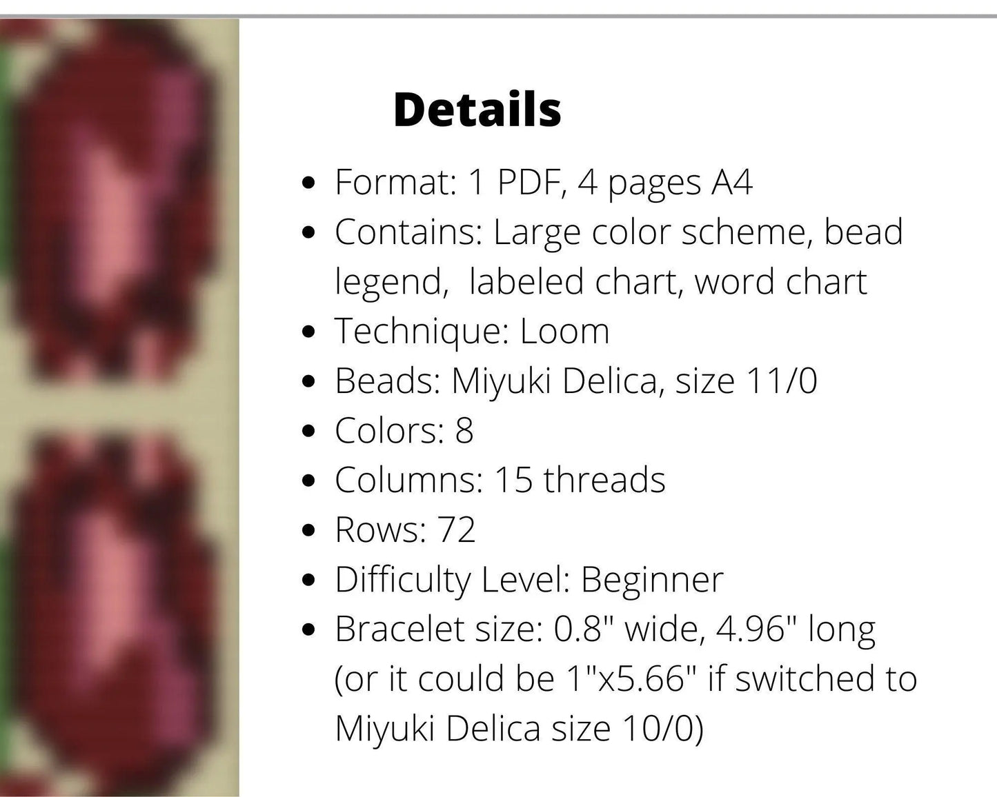 Purple Tulips Loom pattern for beaded bracelet - NikoBeadsUA