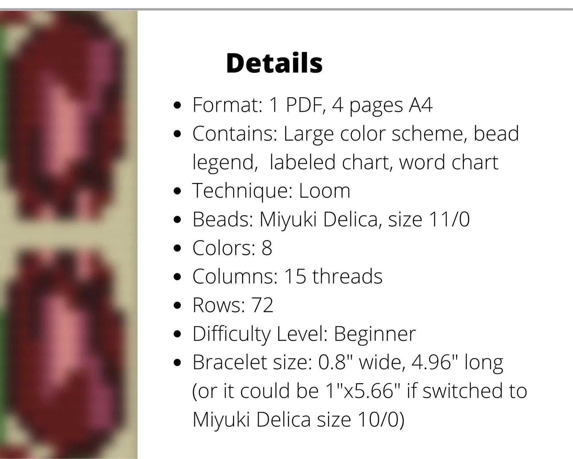 Purple Tulips Loom pattern for beaded bracelet - NikoBeadsUA