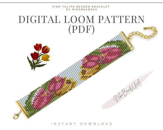 Tulips Loom pattern for beaded bracelet - NikoBeadsUA