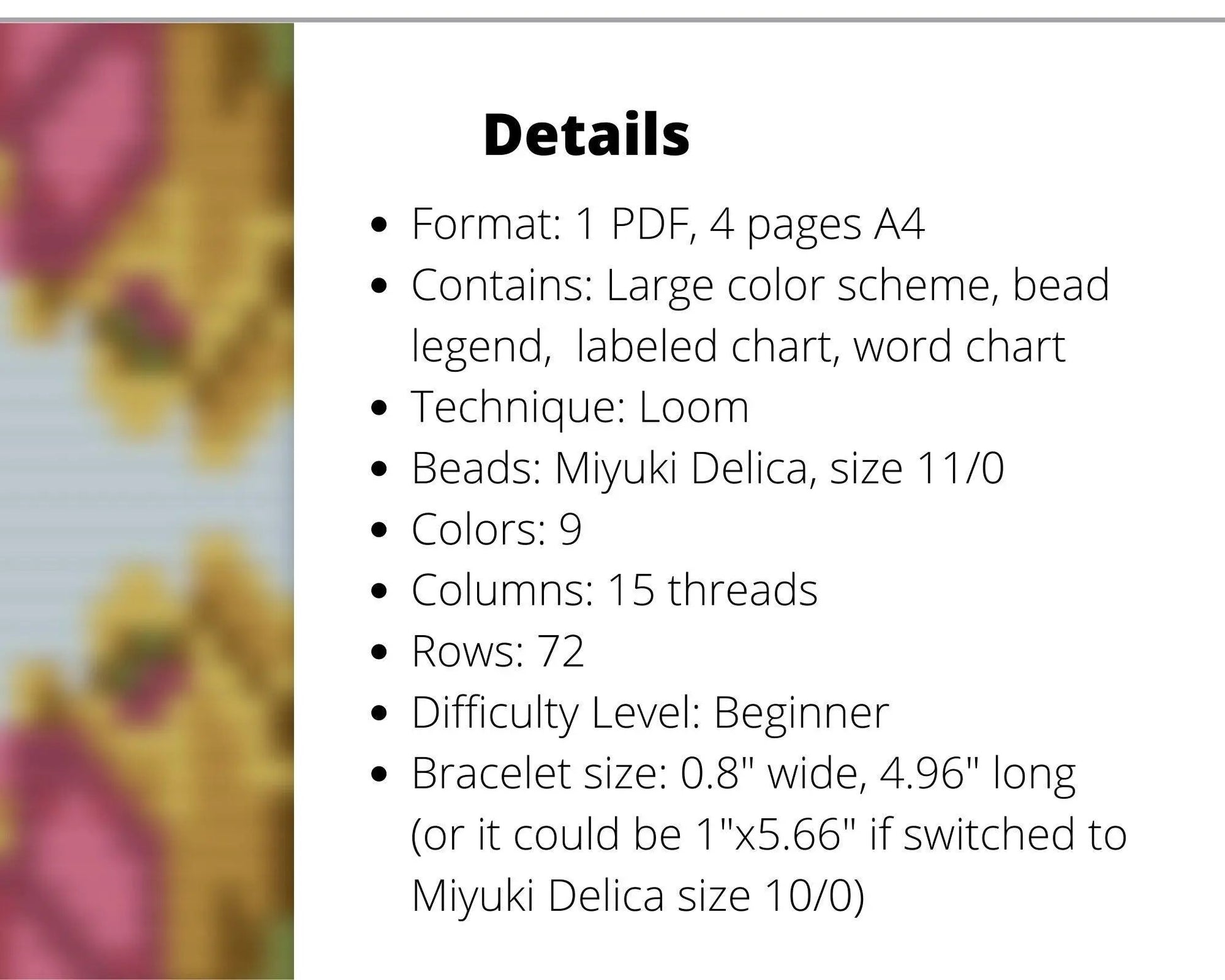 Tulips Loom pattern for beaded bracelet - NikoBeadsUA
