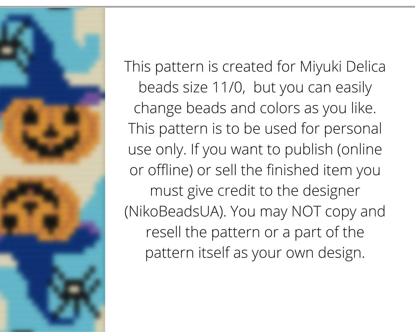Halloween Ghost Loom pattern for beaded bracelet - NikoBeadsUA