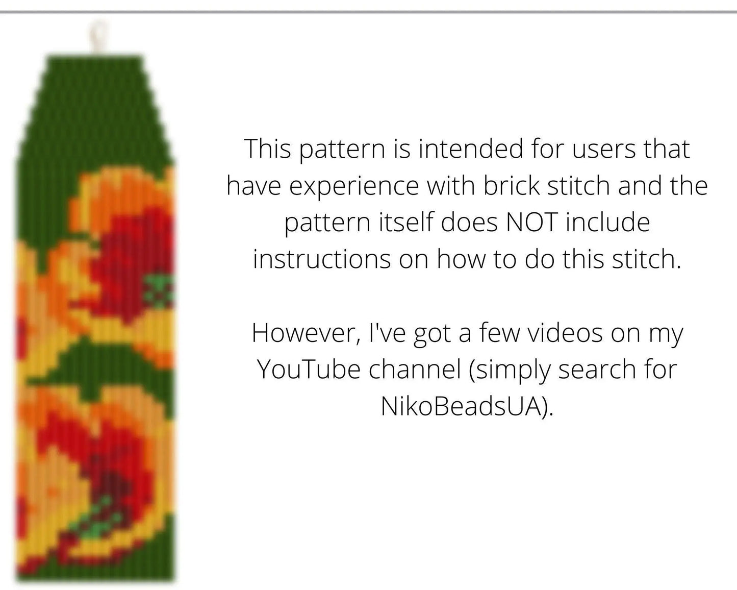 Bright Tulips Brick Stitch pattern for fringe beaded earrings - NikoBeadsUA