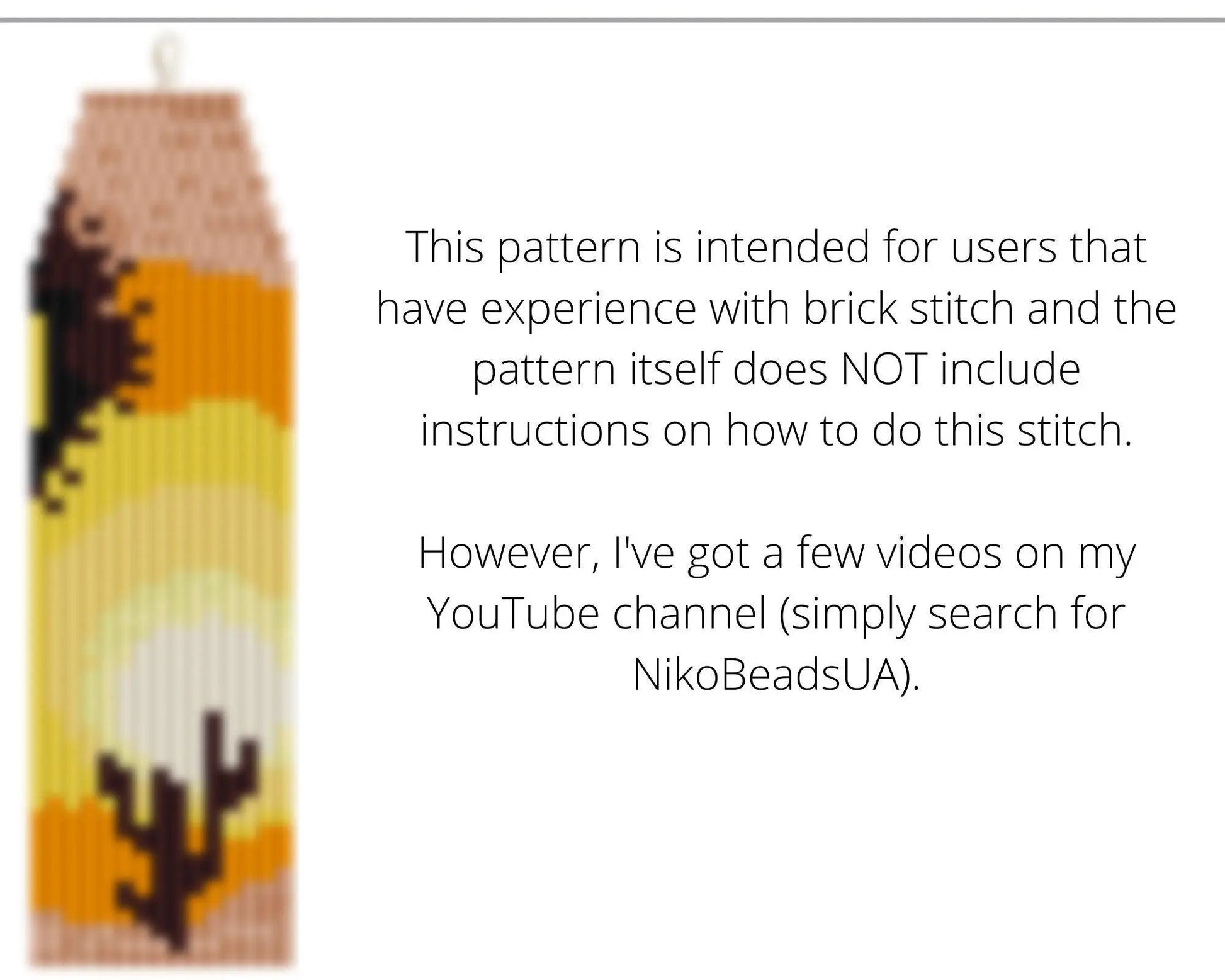 Desert Sunset Brick Stitch pattern for fringe beaded earrings, Joshua tree pattern - NikoBeadsUA