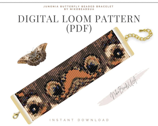Junonia Butterfly Loom pattern for beaded bracelet - NikoBeadsUA