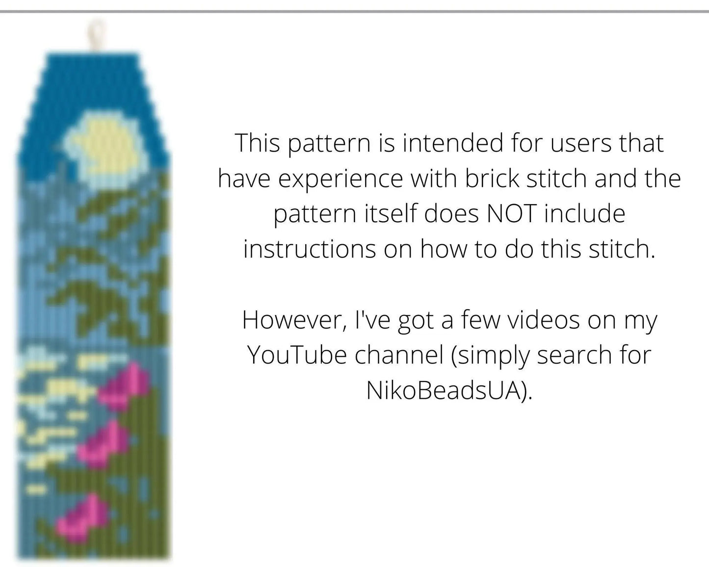Black Cat Silhouette Brick Stitch pattern for fringe beaded earrings - NikoBeadsUA