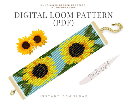 Sunflowers Loom pattern for beaded bracelet - NikoBeadsUA