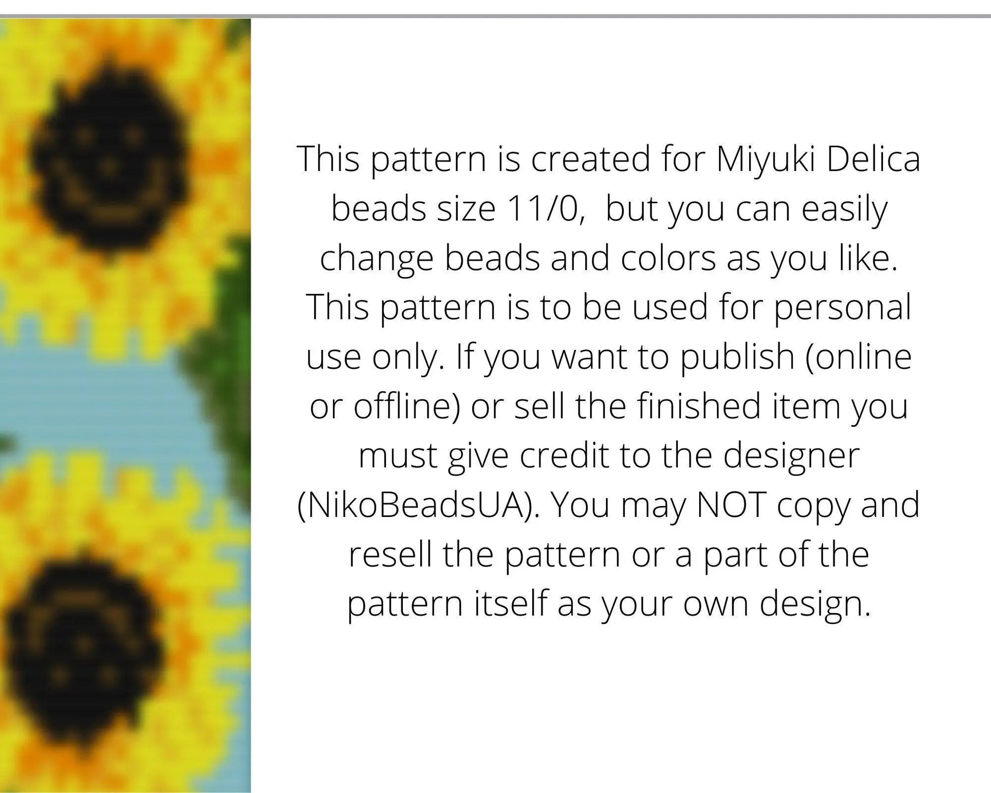 Sunflowers Loom pattern for beaded bracelet - NikoBeadsUA