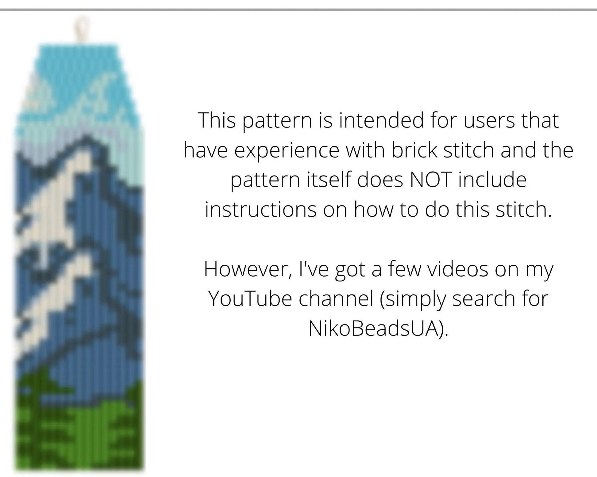 Snow Mountain Brick Stitch pattern for fringe beaded earrings - NikoBeadsUA