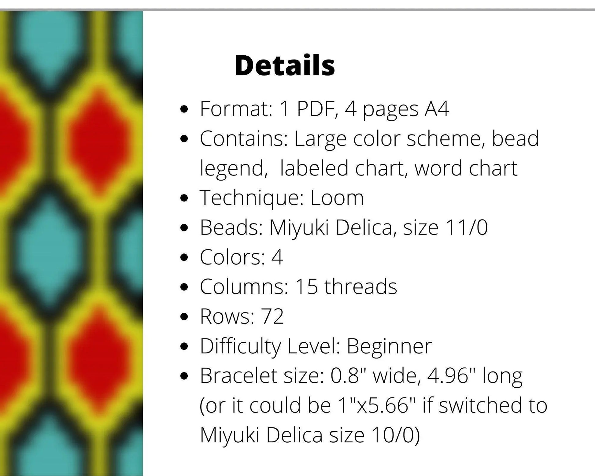 Hexagon Loom pattern for beaded bracelet - NikoBeadsUA