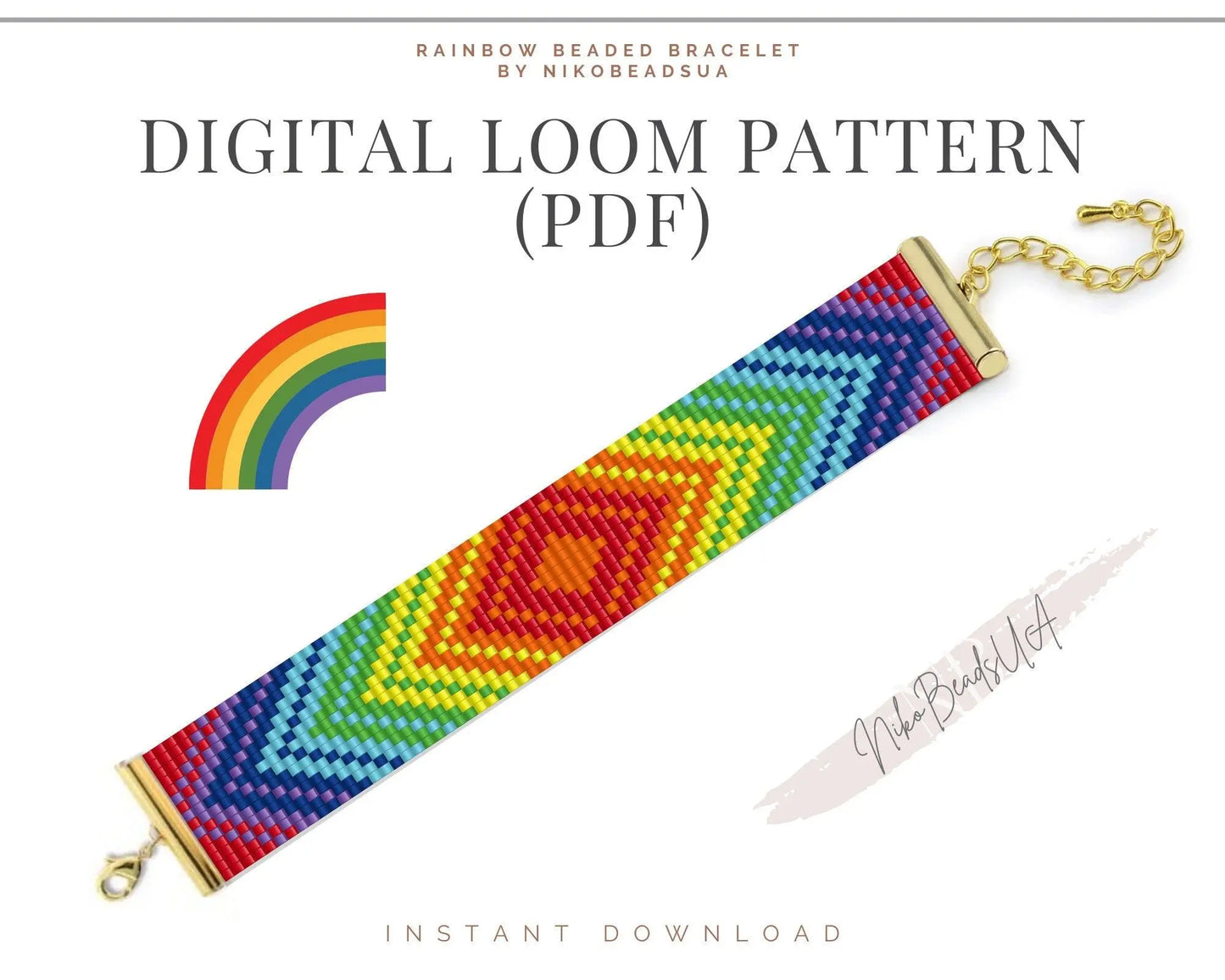 Rainbow Loom pattern for beaded bracelet - NikoBeadsUA