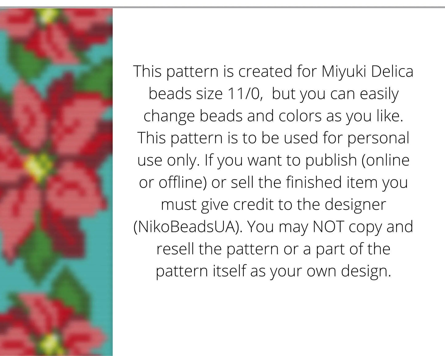 Poinsettia Loom pattern for beaded bracelet - NikoBeadsUA