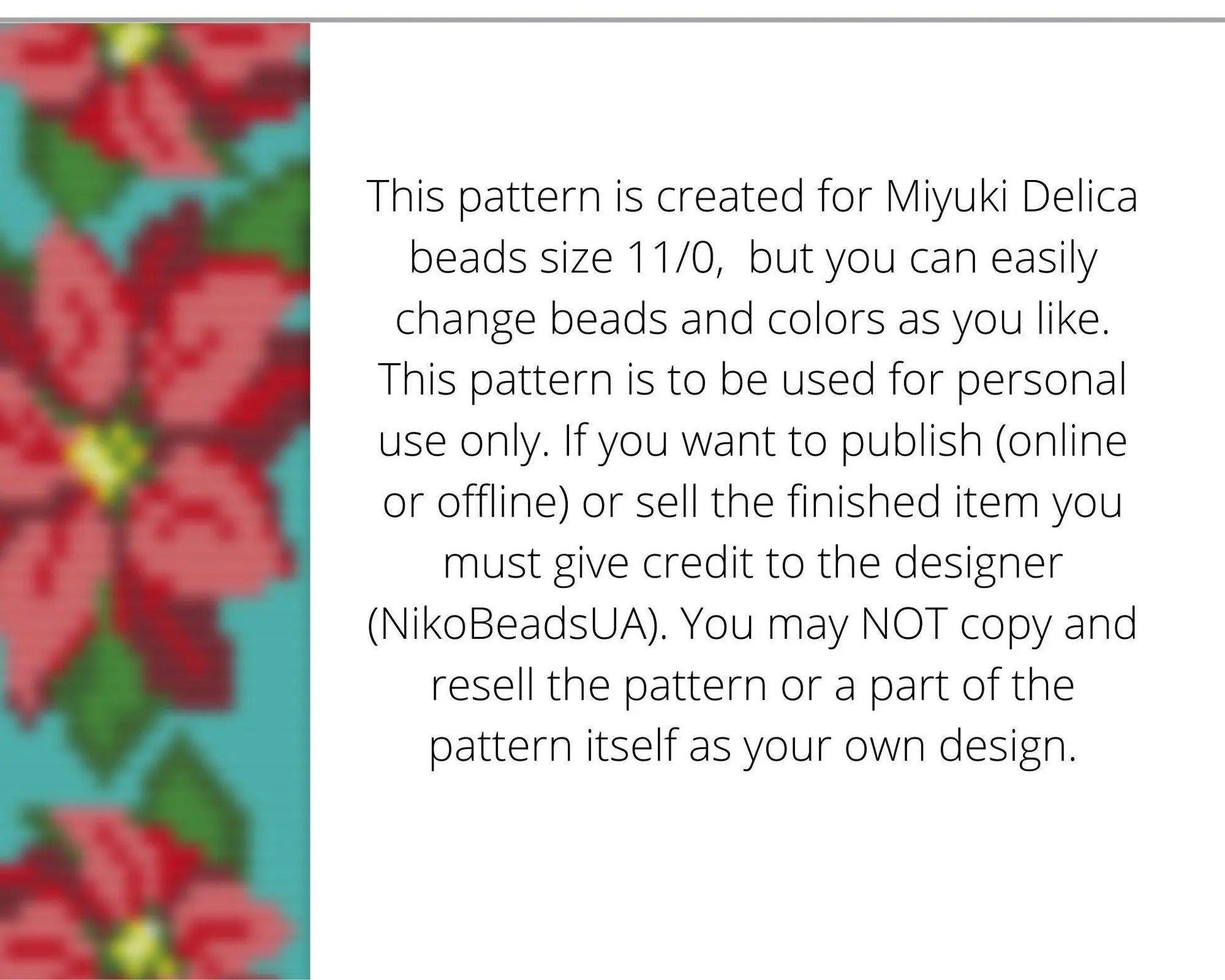 Poinsettia Loom pattern for beaded bracelet - NikoBeadsUA