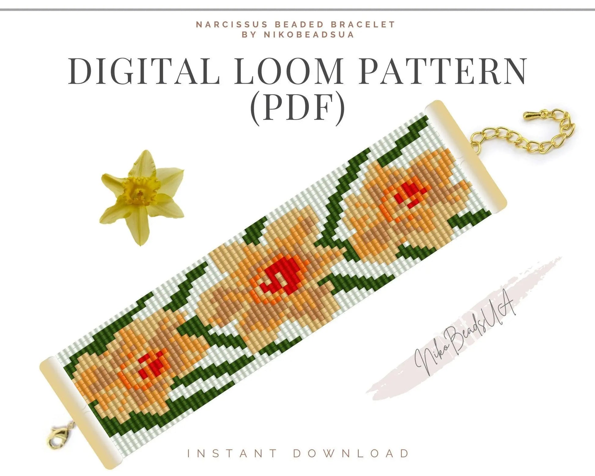 Narcissus Loom pattern for beaded bracelet - NikoBeadsUA