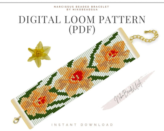 Narcissus Loom pattern for beaded bracelet - NikoBeadsUA