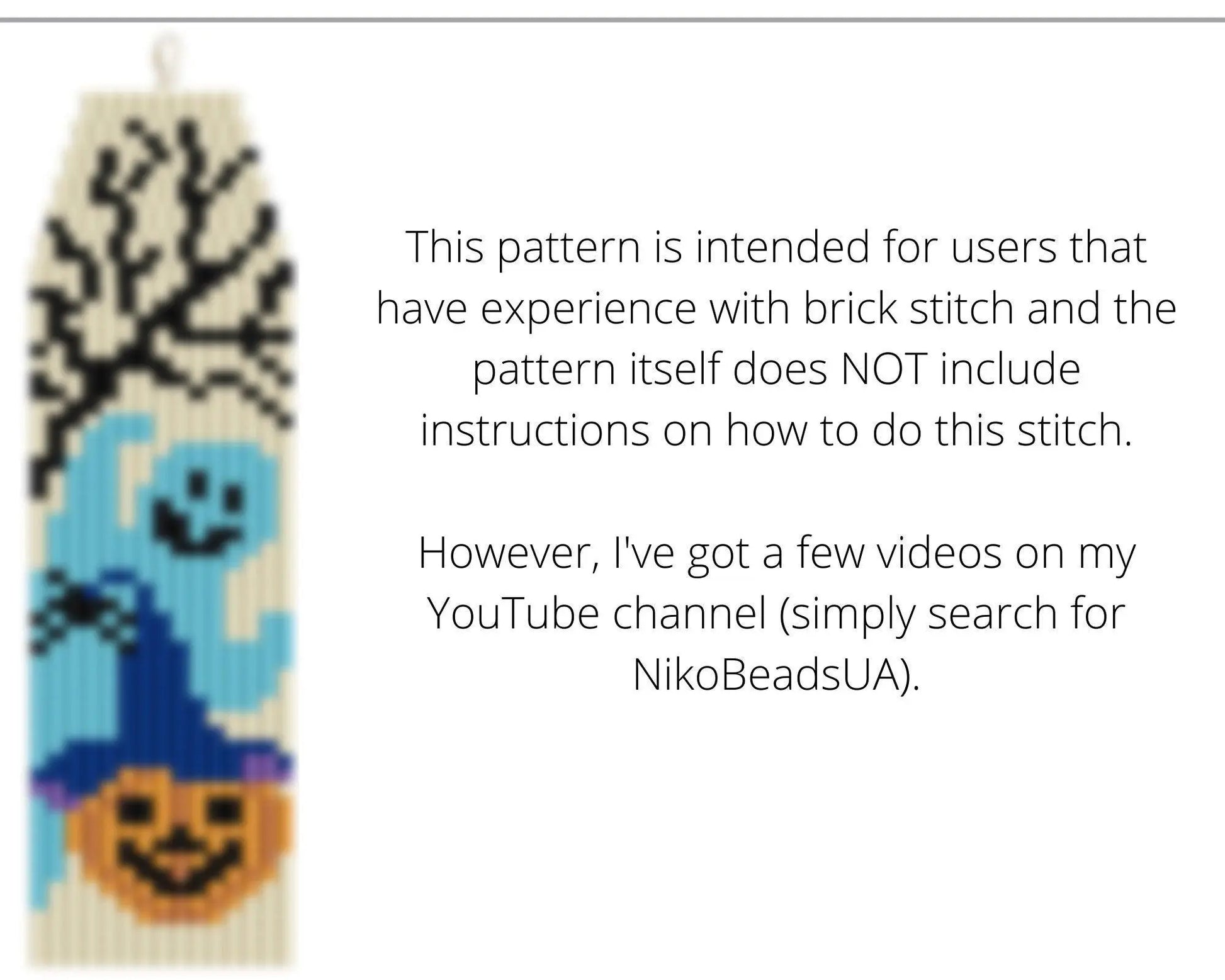 Halloween Ghost Brick Stitch pattern for fringe beaded earrings - NikoBeadsUA