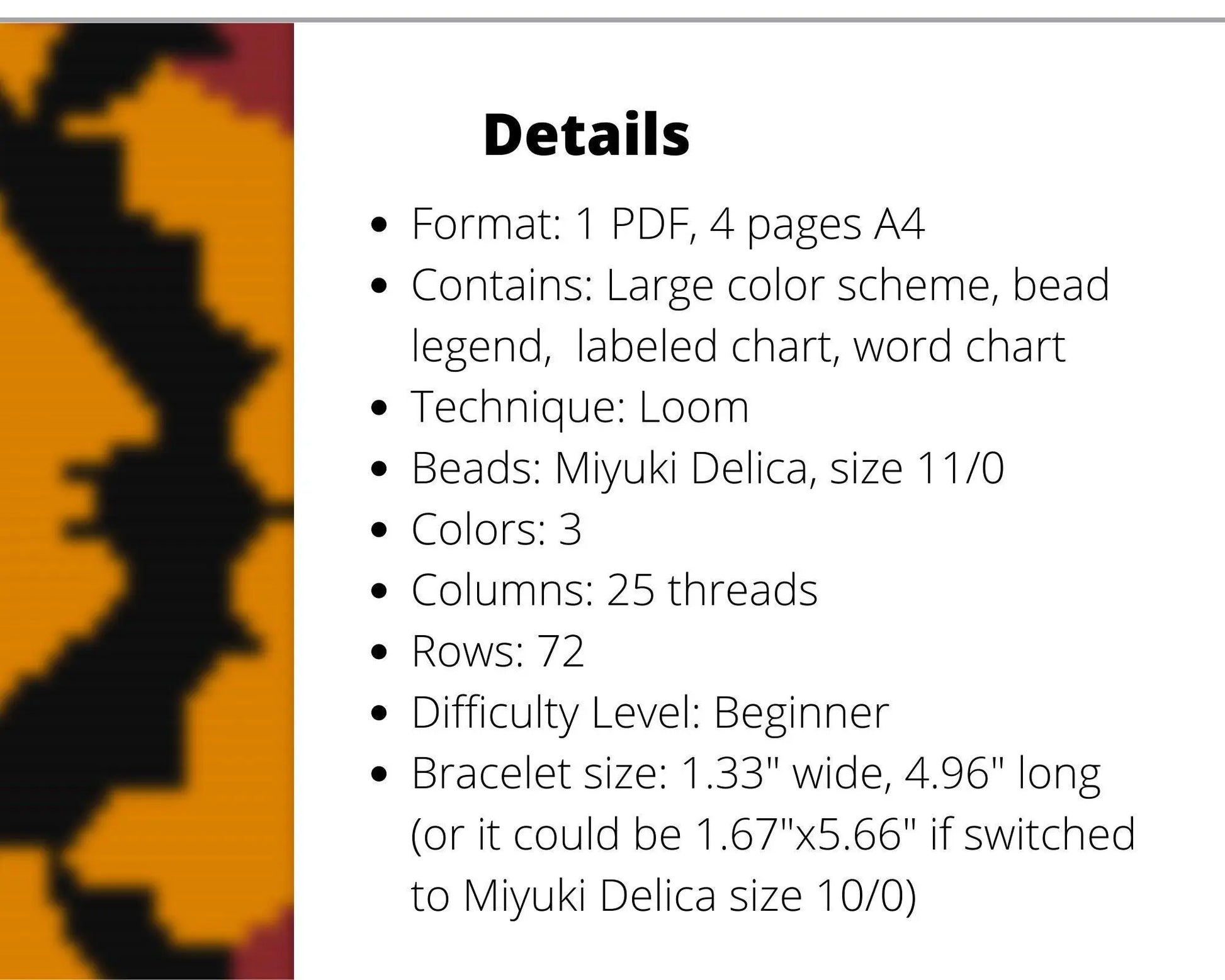 Halloween Bat Loom pattern for beaded bracelet - NikoBeadsUA