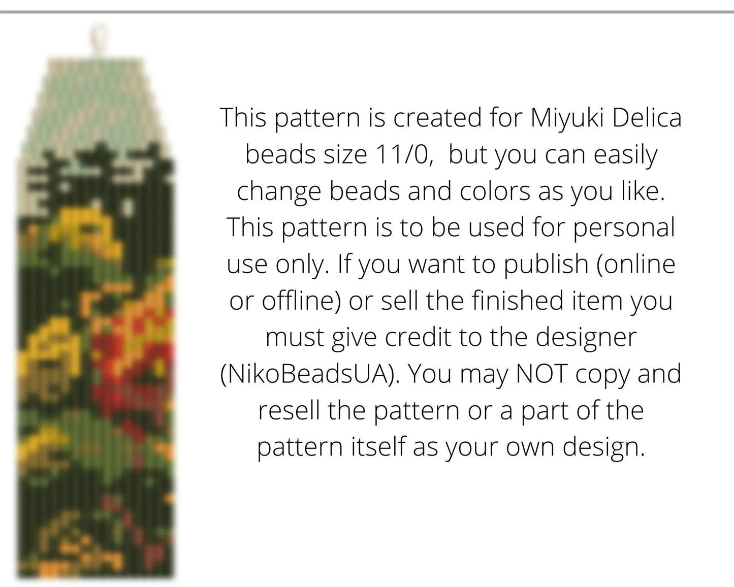 Autumn Forest Brick Stitch pattern for fringe beaded earrings - NikoBeadsUA