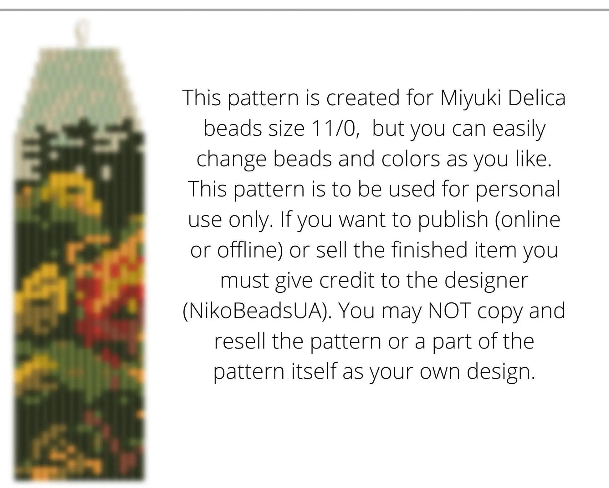 Autumn Forest Brick Stitch pattern for fringe beaded earrings - NikoBeadsUA