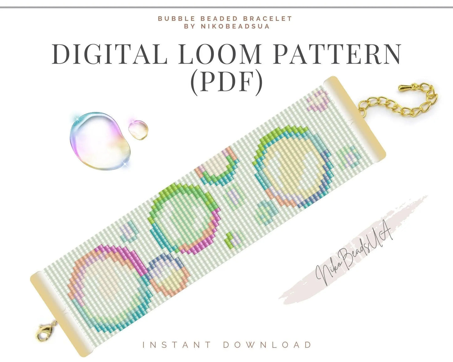 Bubble Loom pattern for beaded bracelet - NikoBeadsUA
