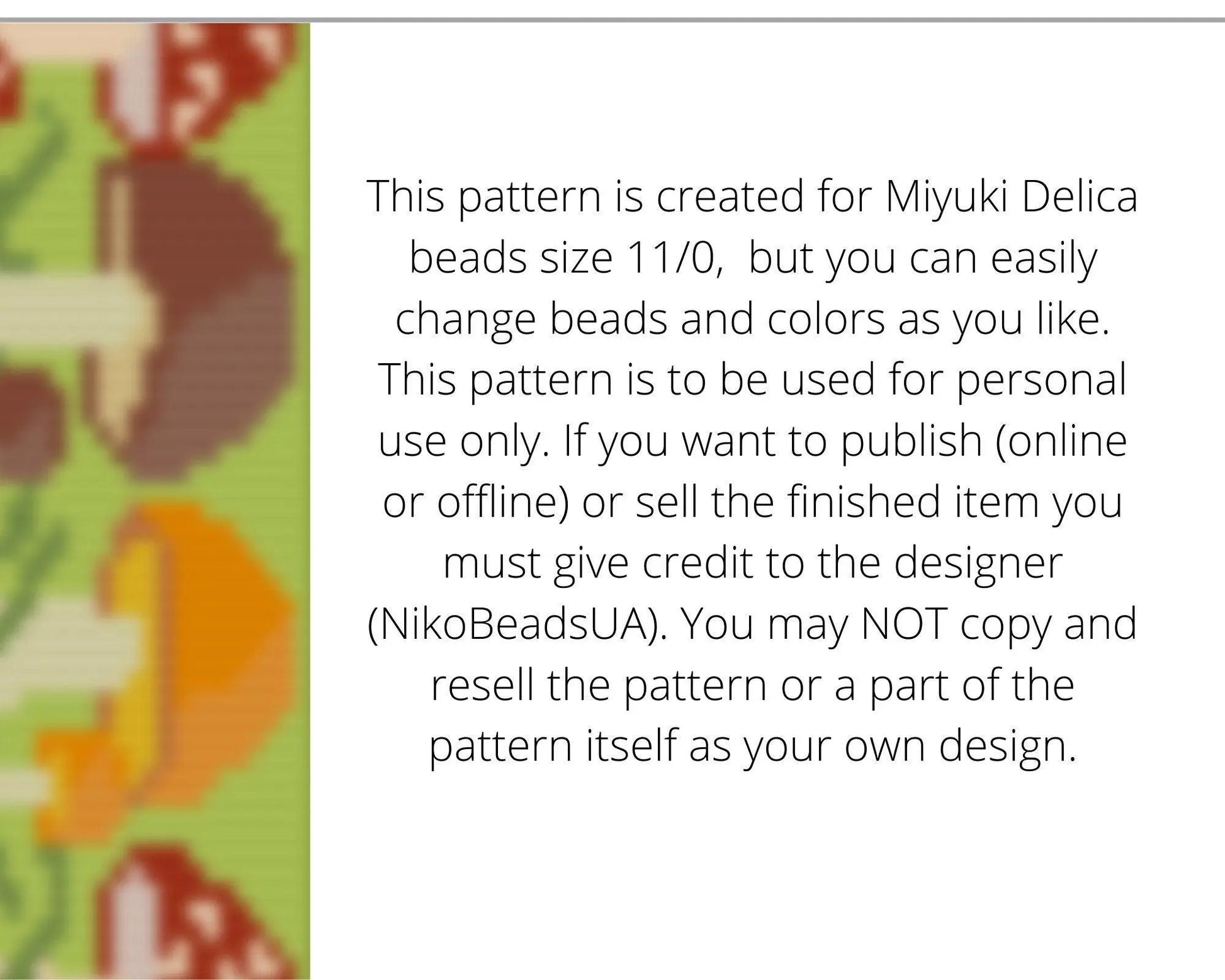 Mushrooms Loom pattern for beaded bracelet - NikoBeadsUA