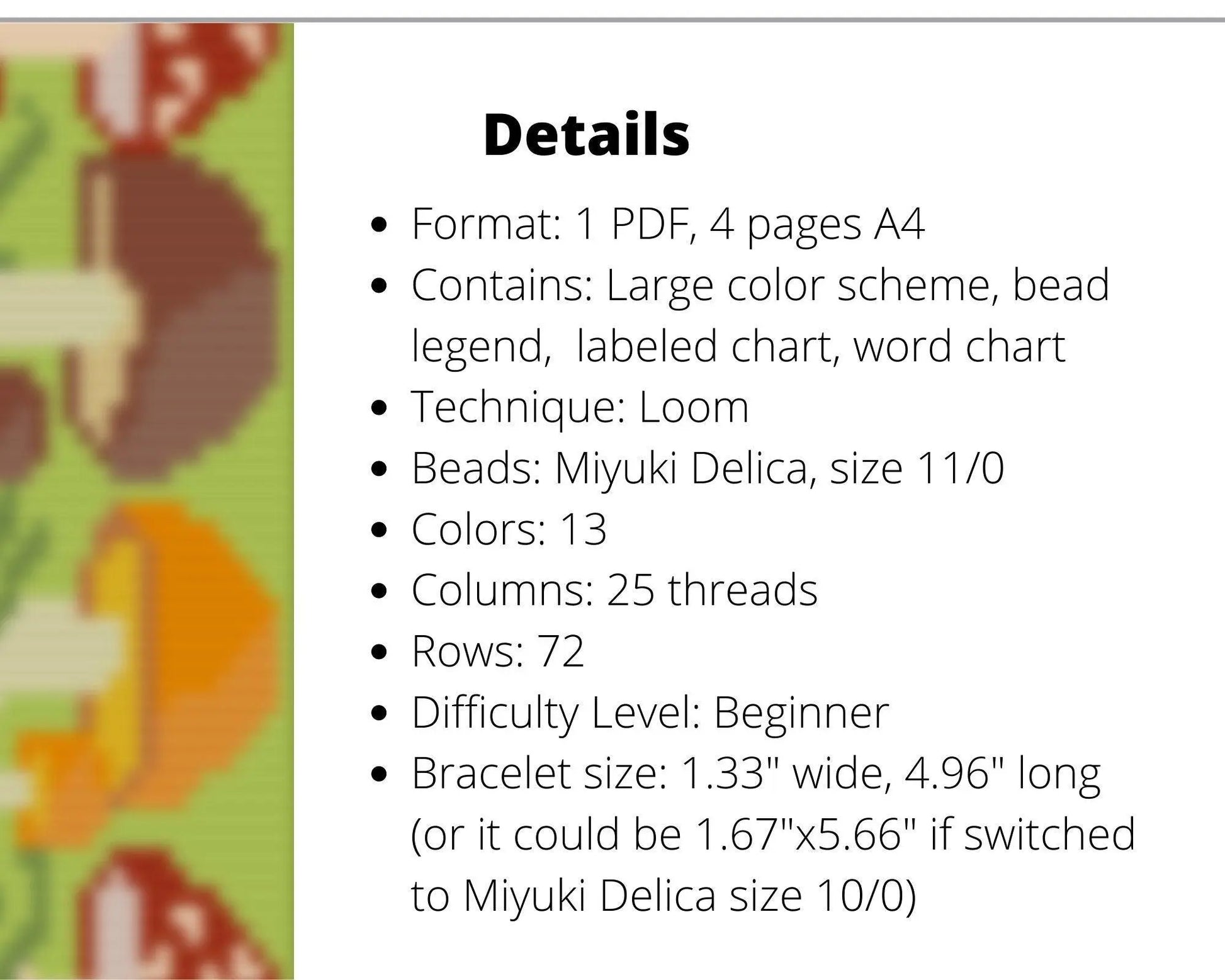 Mushrooms Loom pattern for beaded bracelet - NikoBeadsUA