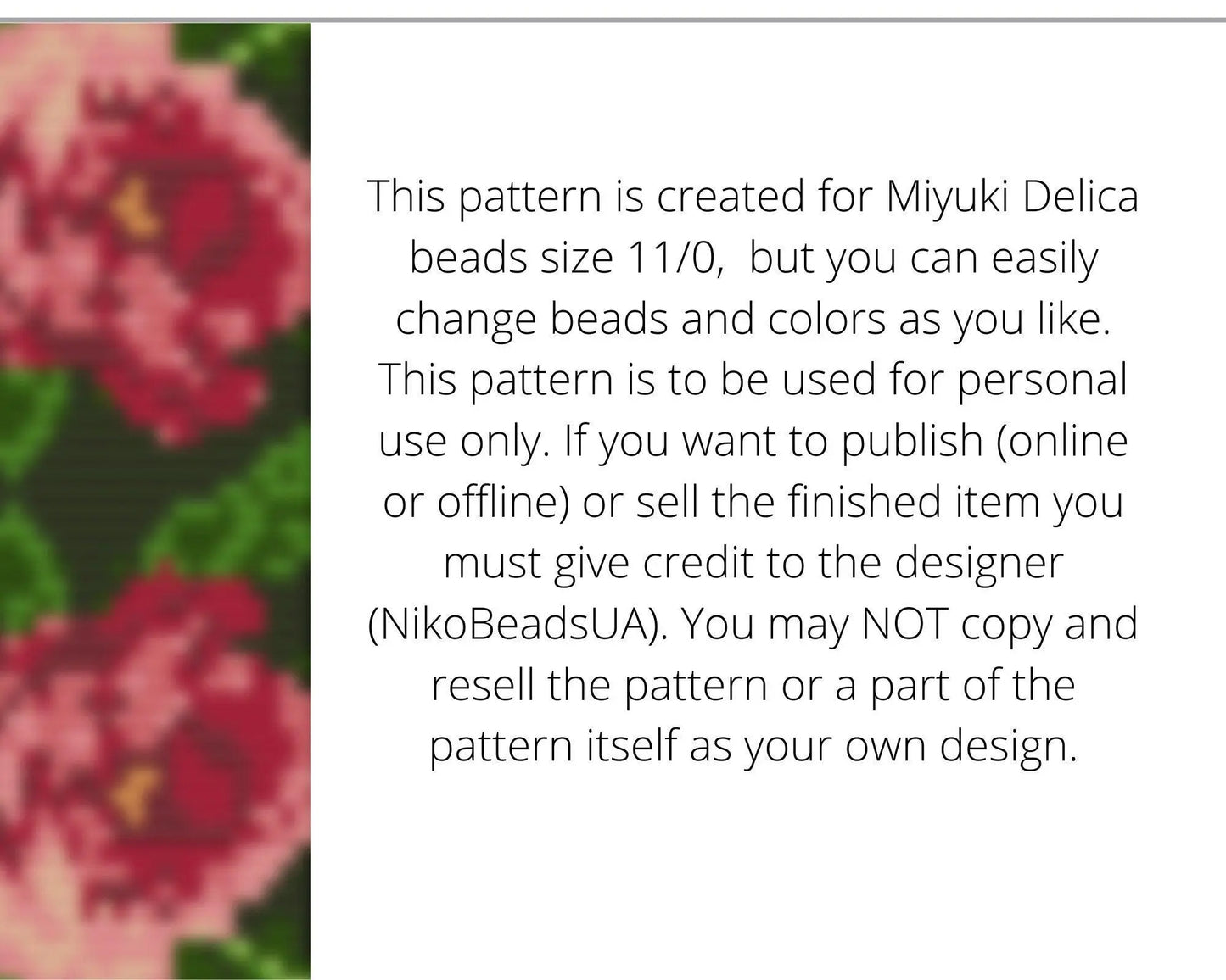 Peony Loom pattern for beaded bracelet - NikoBeadsUA