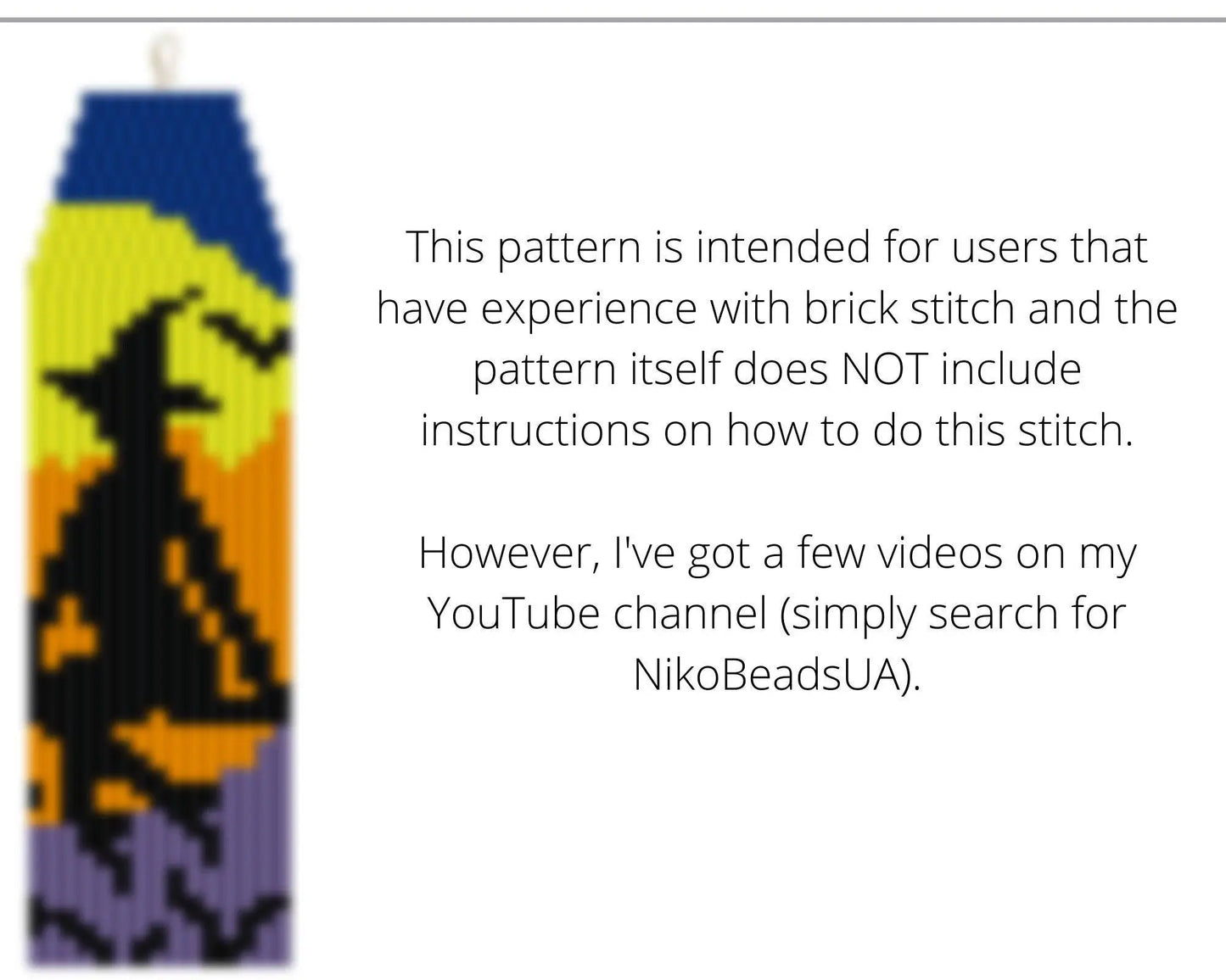 Witch Brick Stitch pattern for fringe beaded earrings - NikoBeadsUA