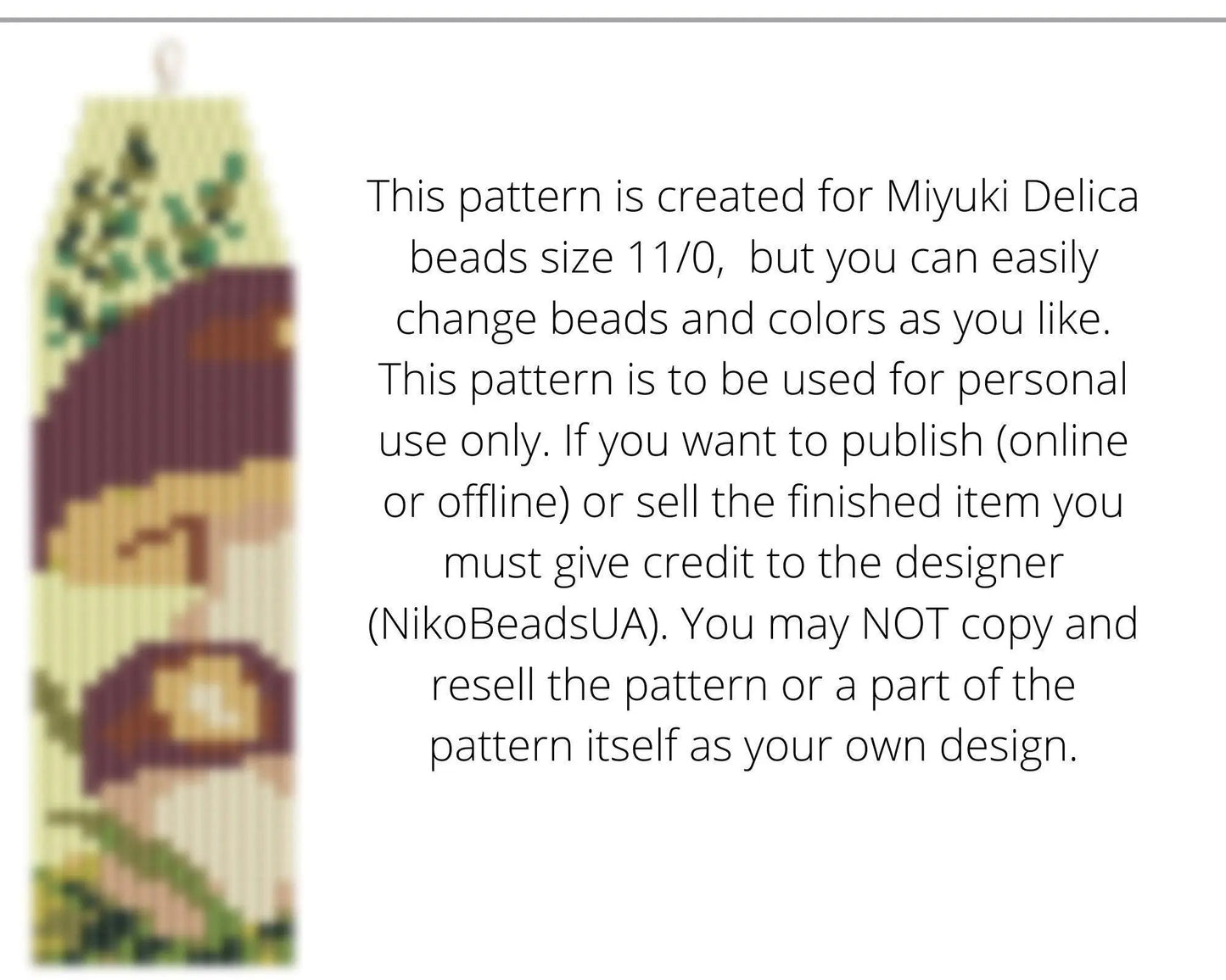 Boletus Brick Stitch pattern for fringe beaded earrings - NikoBeadsUA