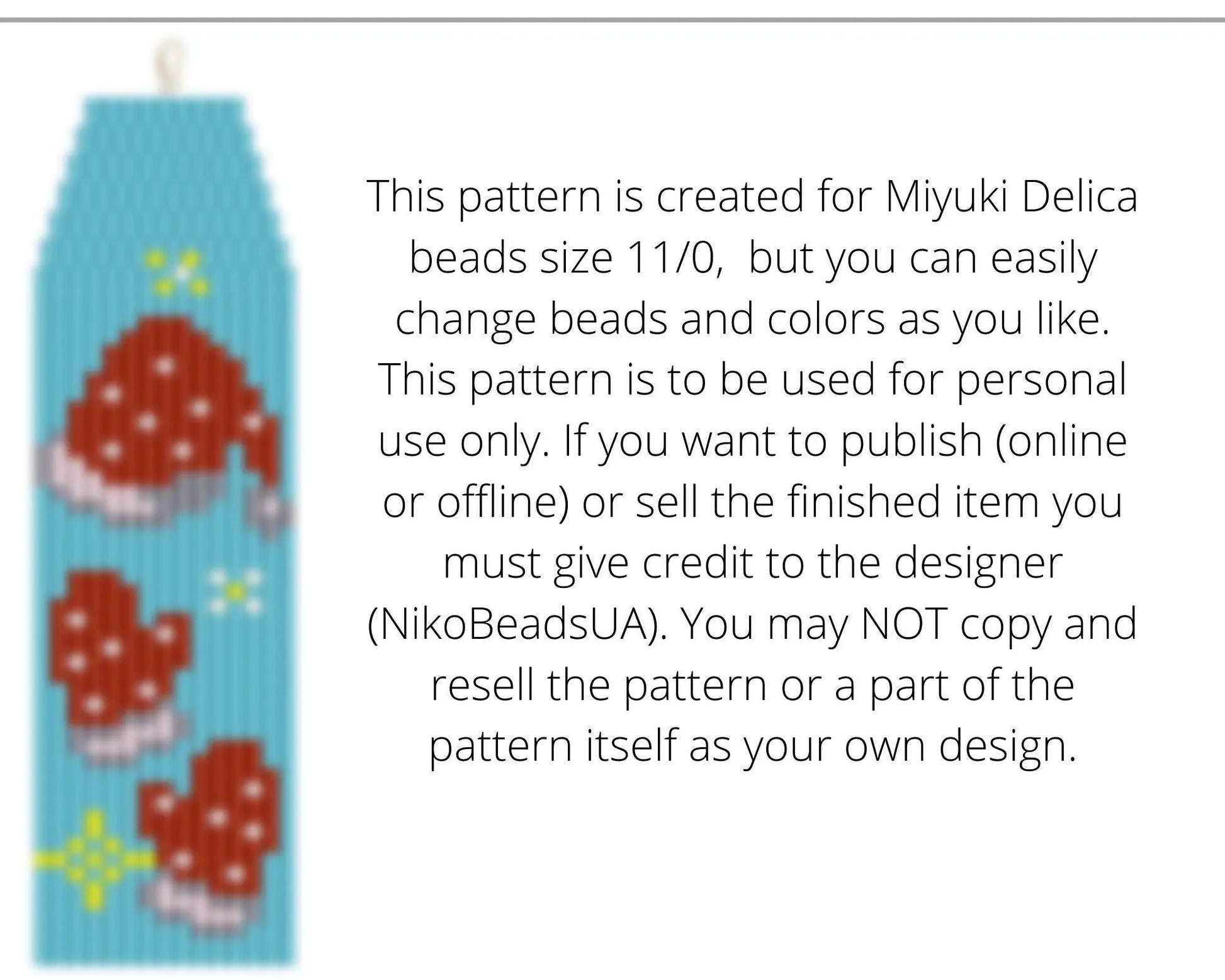Christmas Stocking Brick Stitch pattern for fringe beaded earrings - NikoBeadsUA