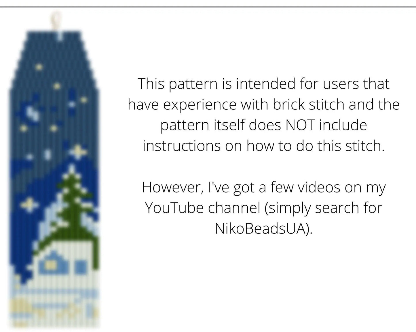Winter Night Brick Stitch pattern for fringe beaded earrings - NikoBeadsUA