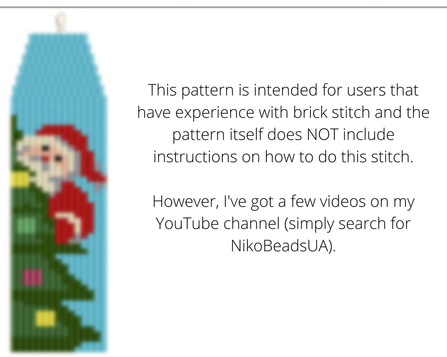 Santa and Christmas Tree Brick Stitch pattern for fringe beaded earrings - NikoBeadsUA