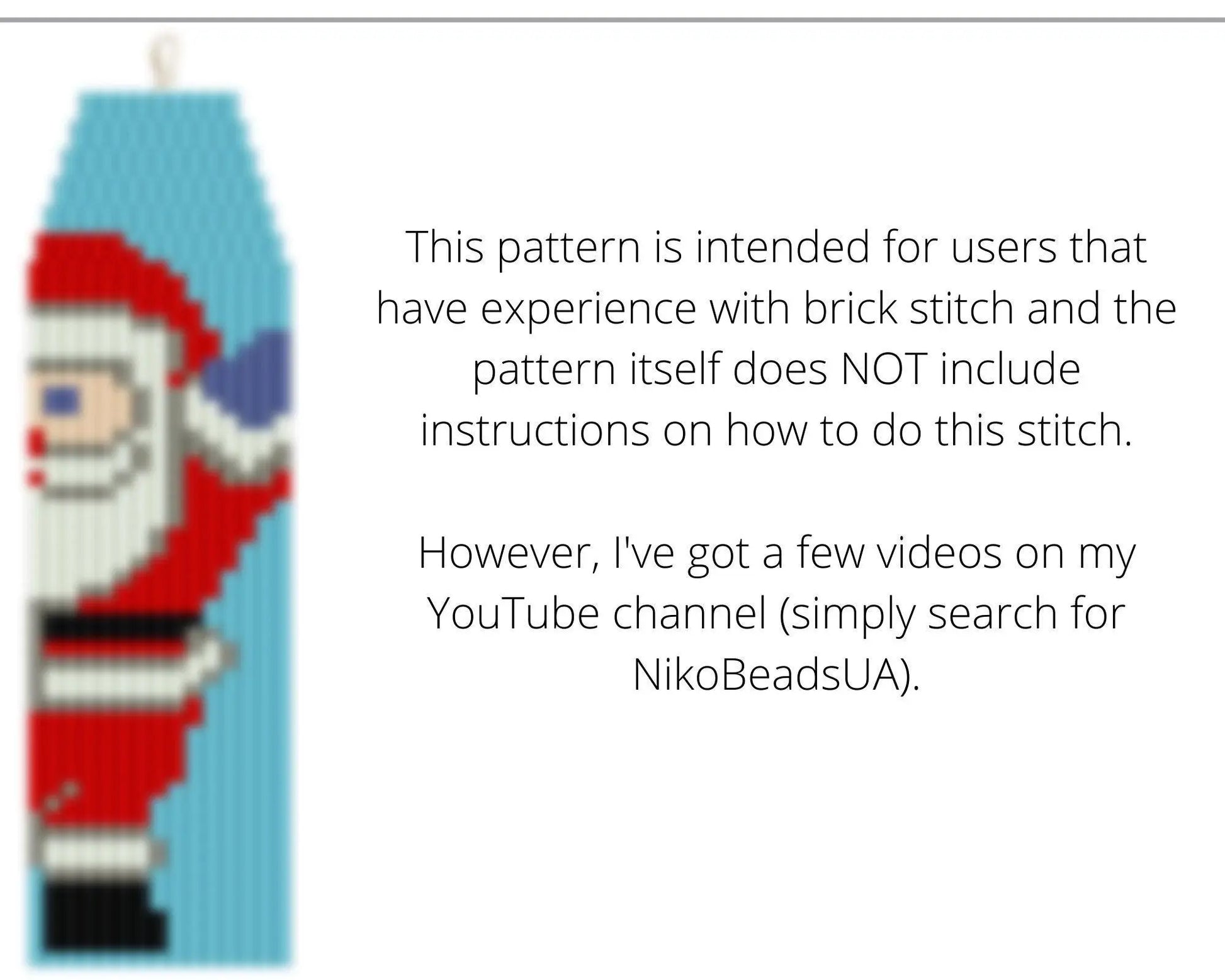 Large Santa Brick Stitch pattern for fringe beaded earrings, Christmas pattern, DIY beaded earrings pattern for Miyuki Delica - NikoBeadsUA