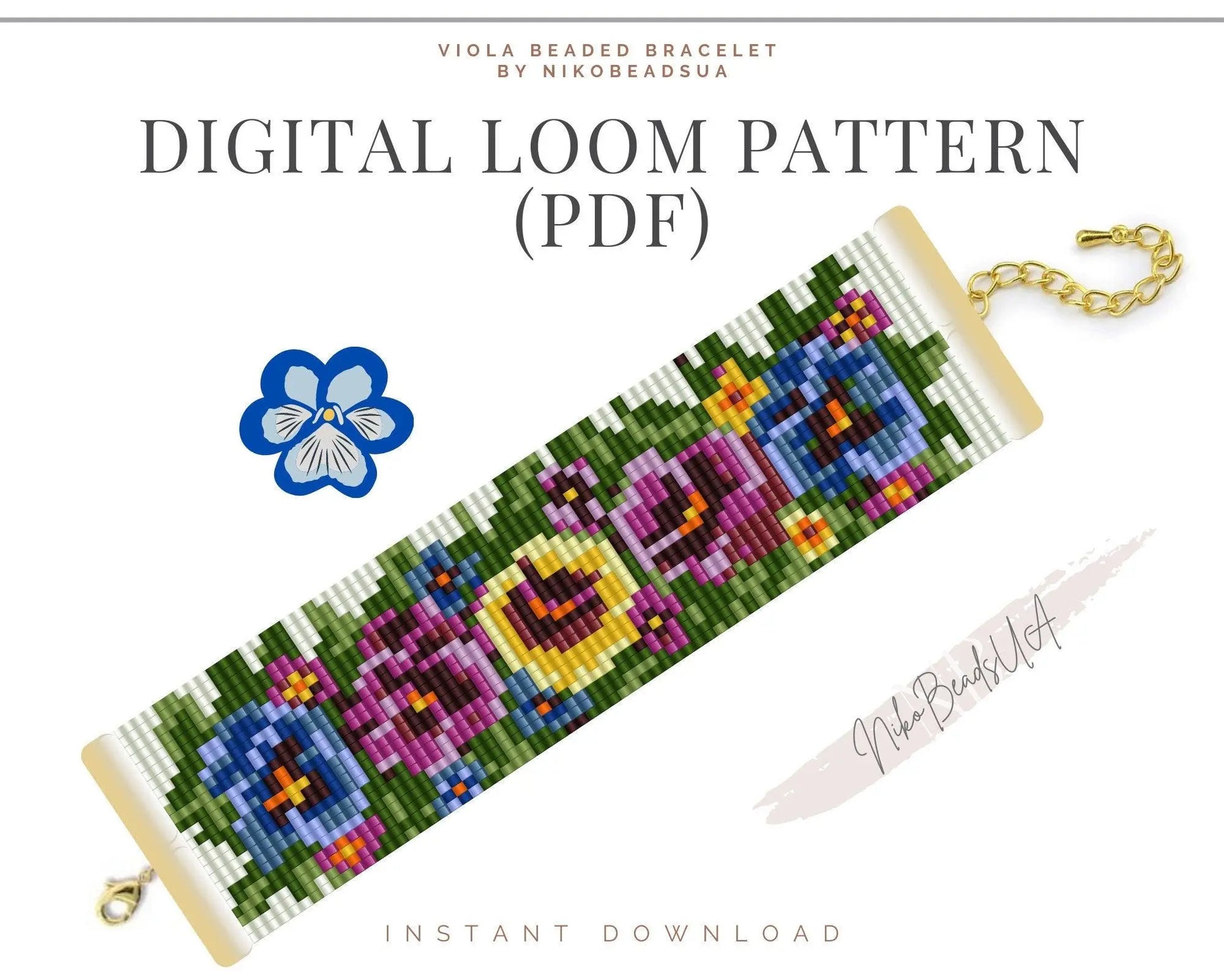 Viola Loom pattern for beaded bracelet - NikoBeadsUA